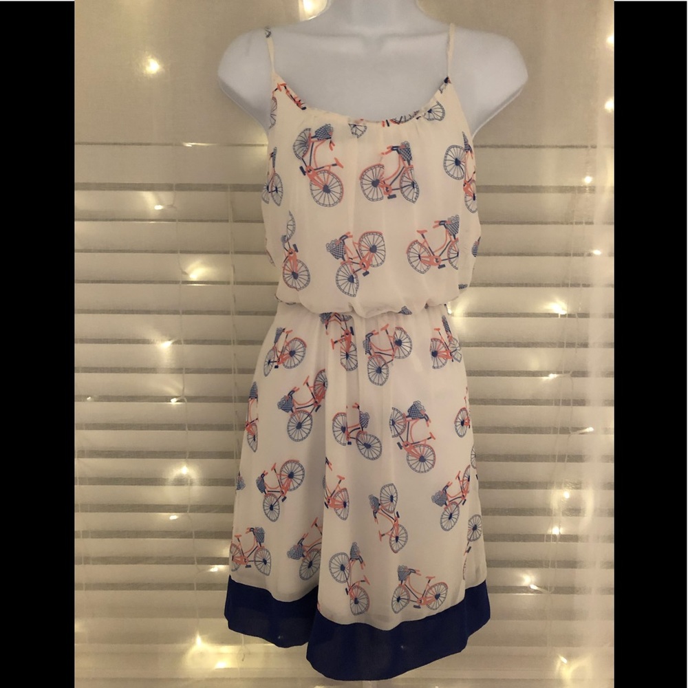 Bicycle dress sinched at the waist